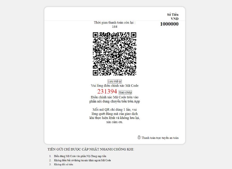 Nạp tiền AE388 bằng cách quét mã QR